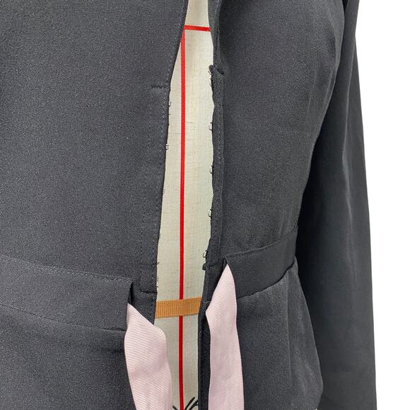 Vintage A-List Womens Size 3/4 Black Hook Closure Pink Bow Blazer - Picture 6 of 7